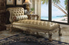 Dresden Bone PU & Gold Patina Chaise & Pillow Dresden Bone PU & Gold Patina Chaise & Pillow