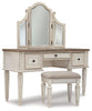 Realyn Vanity and Mirror with Stool Realyn Vanity and Mirror with Stool image