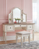 Realyn Vanity and Mirror with Stool Product image