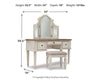 Realyn Vanity and Mirror with Stool Product image