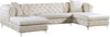 Meridian Gail Velvet 3pc Sectional in Cream 664Cream-Sectional Meridian Gail Velvet 3pc Sectional in Cream 664Cream-Sectional image