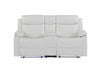 U6026 Blanche White Console Reclining Loveseat with LED and Speaker
