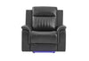 U8879 Blanche Charcoal with Black Welt Power Recliner with LED