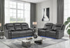 U8879 Charcoal Pwr Rec Sofa/Pwr Con Rec Loveseat W/LED & Gl Ss
