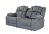 U7069 Grey 10 Pwr Con Rec Loveseat with LED and Immersive Sound