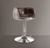Brancaster Vintage Brown Top Grain Leather & Aluminum Adjustable Stool (1Pc)