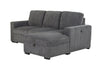 U2660 Grey L Sofa Bed Sectional Without Pullout