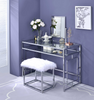 Carenze II White Faux Fur & Chrome Vanity Set image