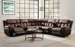 Jaylen Toffee & Espresso Polished Microfiber Sectional Sofa (Motion) image