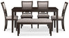 Langwest Dining Table and 4 Chairs and Bench (Set of 6)