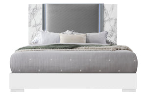 YLIME WHITE MARBLE KING BED WITH LED image