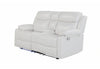 U6026 Blanche White Console Reclining Loveseat with LED and Speaker