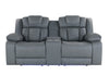 U7068 Grey 10 Power Console Reclining Loveseat with LED
