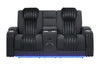 U8000 BLACK PWR CONSOLE REC LOVESEAT W/PHR, LED AND SPEAKER