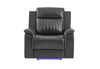 U8879 CHARCOAL PWR REC SOFA/PWR CON REC LOVESEAT W/LED & GL SS
