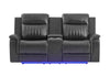 U8879 CHARCOAL PWR REC SOFA/PWR CON REC LOVESEAT W/LED & GL SS