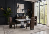 D12 DINING TABLE AND 6 D12 BROWN DINING CHAIRS
