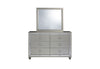 RILEY SILVER FULL BED, DRESSER, MIRROR AND NIGHSTAND