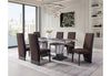 D12 DINING TABLE AND 6 D12 BROWN DINING CHAIRS