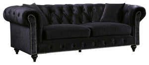 Meridian Chesterfield Velvet Sofa in Black  662BL-S image