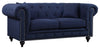 Meridian Chesterfield Linen Loveseat in Navy 662Navy-L image