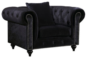 Meridian Chesterfield Velvet Chair in Black 662BL-C image