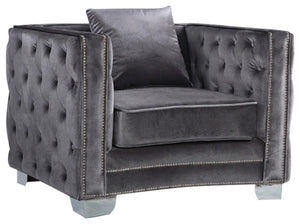 Meridian Reese Velvet Chair in Grey 648GRY-C image