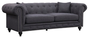 Meridian Chesterfield Linen Sofa in Grey 662GRY-S image
