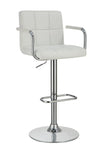 G121097 Contemporary White and Chrome Adjustable Bar Stool with Arms image