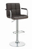 G121099 Contemporary Brown Faux Leather and Chrome Adjustable Bar Stool with Arms image