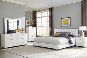 Felicity Contemporary White and High Gloss Eastern King Five-Piece Set image