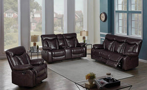 Zimmerman Dark Brown Faux Leather Three-Piece Living Room Set image