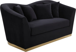 Meridian Furniture Arabella Velvet Loveseat in Black 617Black-L image