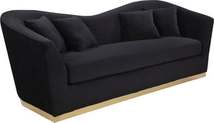 Meridian Furniture Arabella Velvet Sofa in Black 617Black-S image