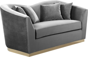 Meridian Furniture Arabella Velvet Loveseat in Grey 617Grey-L image
