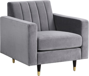 Meridian Furniture Lola Velvet Chair in Grey 619Grey-C image