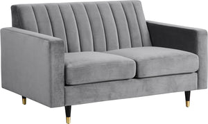 Meridian Furniture Lola Velvet Loveseat in Grey 619Grey-L image