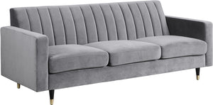 Meridian Furniture Lola Velvet Sofa in Grey 619Grey-S image