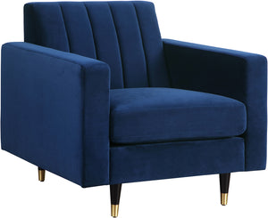 Meridian Furniture Lola Velvet Chair in Navy 619Navy-C image