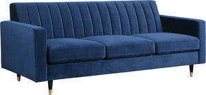 Meridian Furniture Lola Velvet Sofa in Navy 619Navy-S image
