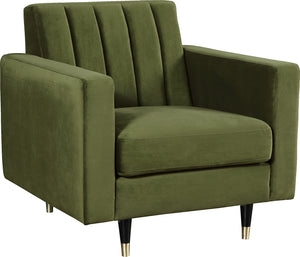 Meridian Furniture Lola Velvet Chair in Olive 619Olive-C image