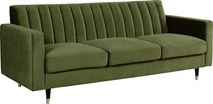 Meridian Furniture Lola Velvet Sofa in Olive 619Olive-S image