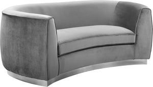 Meridian Furniture Julian Velvet Loveseat in Grey 621Grey-L image