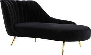Meridian Furniture Margo Velvet Chaise Lounge in Black 622Black-Chaise image