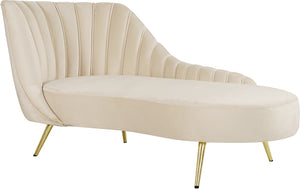 Meridian Furniture Margo Velvet Chaise Lounge in Cream 622Cream-Chaise image
