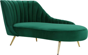 Meridian Furniture Margo Velvet Chaise Lounge in Green 622Green-Chaise image