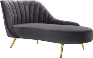 Meridian Furniture Margo Velvet Chaise Lounge in Grey 622Grey-Chaise image