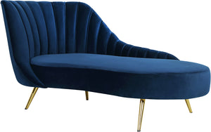 Meridian Furniture Margo Velvet Chaise Lounge in Navy 622Navy-Chaise image