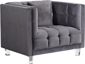 Meridian Mariel Velvet Chair in Grey 629Grey-C image