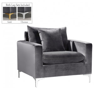 Meridian Naomi Velvet Chair in Grey 633Grey-C image